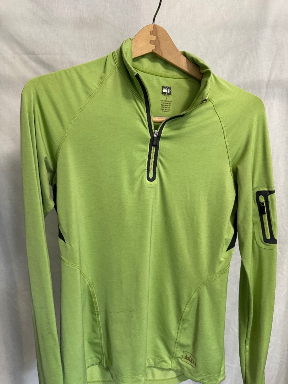 REI Co-op Women’s Merino Wool Blend Quarter-Zip Base Layer Top – Lime Green – Si
